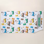 ゴミカスタムカラフルトラックとビンのリサイクル ビーチタオル (正面)