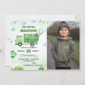 ゴミトラックの2歳誕生日パーティーの写真 招待状 (正面)