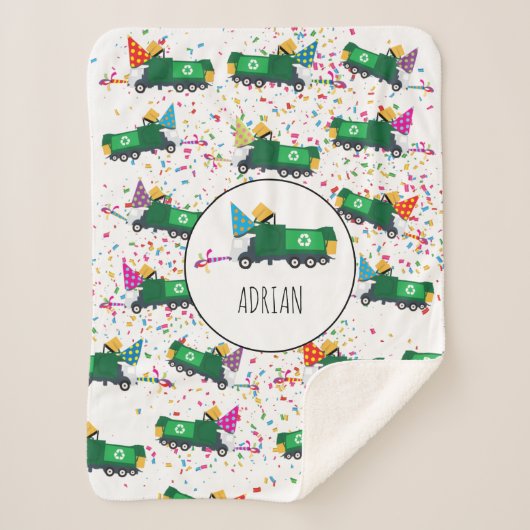 ゴミパーソナライズされたトラックパーティーパターンのリサイクル シェルパブランケット (正面)