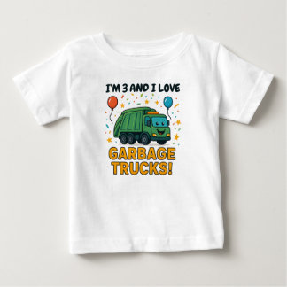 ゴミ収集車のバースデークルー トラック好きキッズの誕生日 ベビーTシャツ