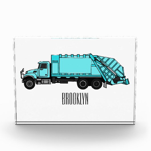 ゴミ収集車の漫画イラスト フォトブロック (正面)