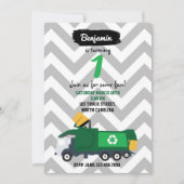 ゴミ収集車の誕生日パーティー招待状　男子・女子用 招待状 (正面)