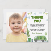 ゴミ収集車の誕生日写真感謝カード サンキューカード (正面)