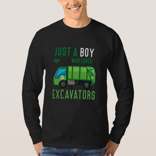 ゴミ収集車大好き少年アイデア Tシャツ (正面)