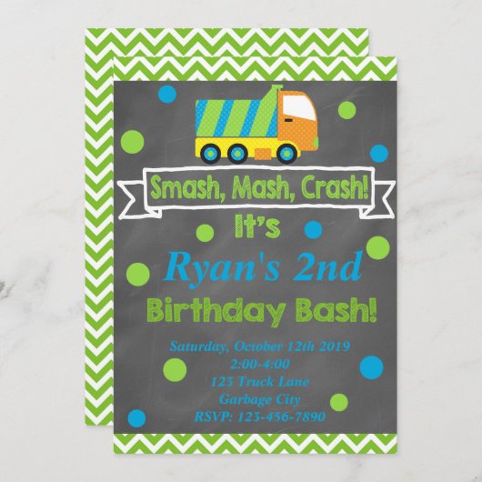 ゴミ収集車 招待状 (正面/裏面)