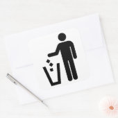 ゴミ箱が白黒で署名 スクエアシール (封筒)