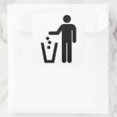 ゴミ箱が白黒で署名 スクエアシール (バッグ)