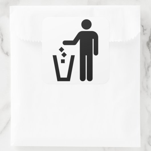 ゴミ箱が白黒で署名 スクエアシール (バッグ)