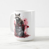 ゴミ箱に入ったアライグマValentines day コーヒーマグカップ (正面左)