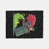 ゴミ箱のコスチュームで飛ぶヒーロー テイクアウトのため フリースブランケット (正面(横))