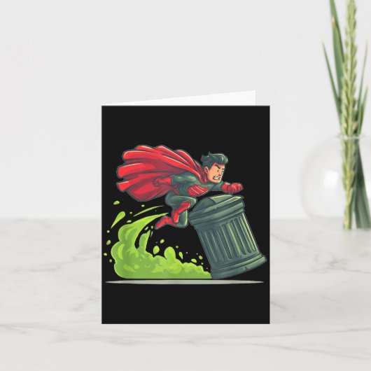 ゴミ箱のコスチュームを着た飛行ヒーロー お取り寄せ用 カード (正面)