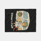 ゴミ箱はいっぱいのクリスマス猫、面白いクリスマス子猫 フリースブランケット (正面(横))