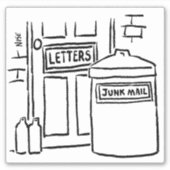 ゴミ箱はダイレクトメールのための準備ができた漫画。 シール (正面)