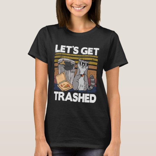 ゴミ箱ゴミ箱のタヌキを取おもしろいろう Tシャツ (正面)
