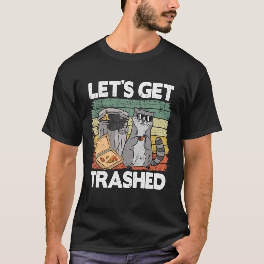 ゴミ箱ゴミ箱のタヌキを取おもしろいろう Tシャツ (正面)