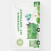 ゴミ箱トラック1st誕生日パーティーバナー 横断幕 (縦)