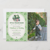 ゴミ箱トラック1st誕生日パーティー写真 招待状 (正面)