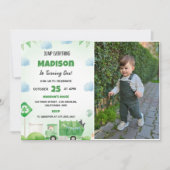 ゴミ箱トラック1st誕生日パーティー写真 招待状 (正面)