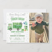 ゴミ箱トラック1st誕生日パーティー写真 招待状 (正面)