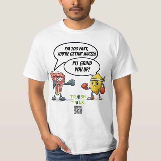 ゴミ箱トーク/レモン対Tボーン – - by LoGoss Tシャツ (正面)