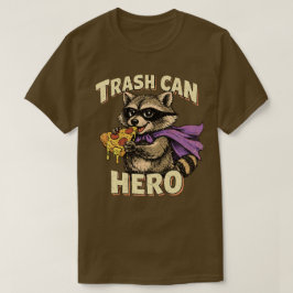「ゴミ箱ヒーロー」いたずら好きなアライグマのデザイン Tシャツ