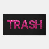 ゴミ箱ピンクグリッターオンブラック デスクマット (正面)