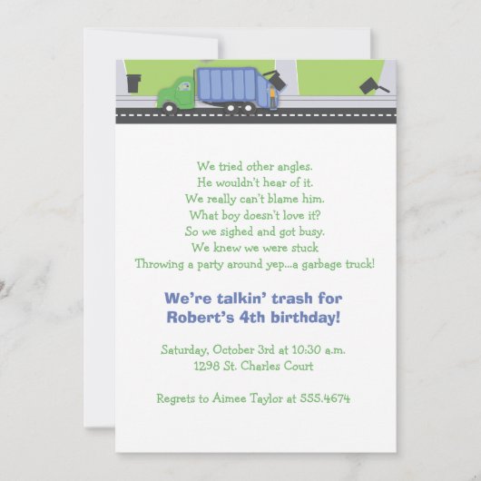 ゴミ話し誕生日 招待状 (正面)