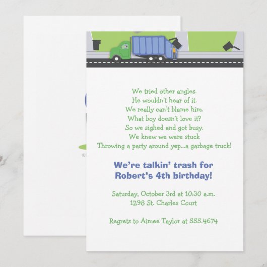ゴミ話し誕生日 招待状 (正面/裏面)