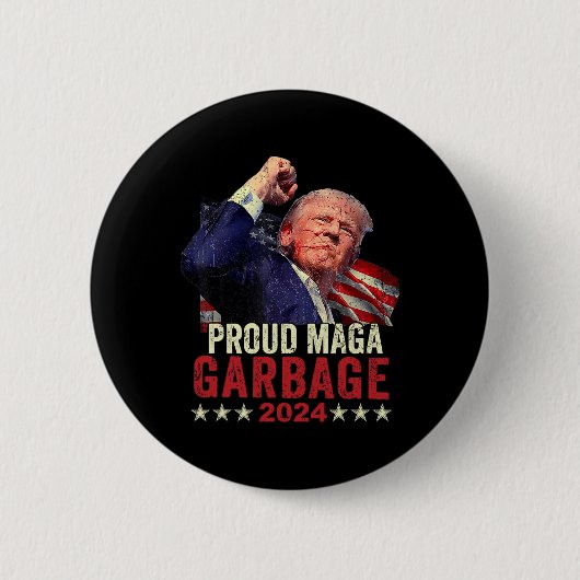 ゴミ誇りを持ったトランプのサポート4 缶バッジ (正面)