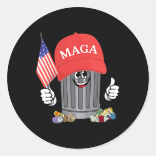 ゴミ誇りを持ったトランプサポーターごみ箱マンガフーフー ラウンドシール