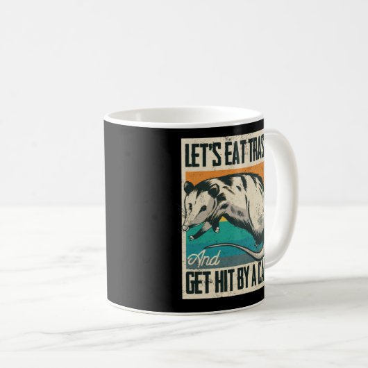 ゴミ食べを捨てて車のオポッサムに当たる コーヒーマグカップ (正面右)