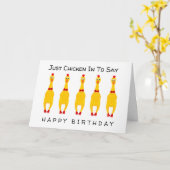 ゴムおもしろいチキン誕生日カード カード (黄色い花)
