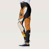 ゴムおもしろい鶏のウェルシュコーギー犬 レギンス (左)