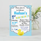 ゴムのあひるの誕生日招待状 招待状 (スタンド正面)