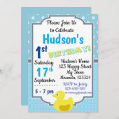 ゴムのあひるの誕生日招待状 招待状 (正面/裏面)