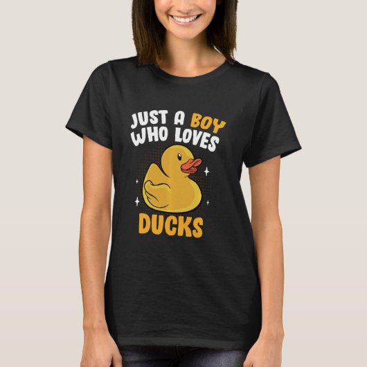 ゴムのアヒルが大好きな男のおもしろい子D Tシャツ (正面)
