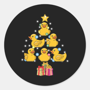 ゴムのアヒルのクリスマスツリー。ダッキーとカック ラウンドシール