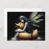 ゴムのアヒルの浮き上で眠っているゴージャスな妖精 ポストカード (正面/裏面)