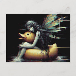 ゴムのアヒルの浮き上で眠っているゴージャスな妖精 ポストカード
