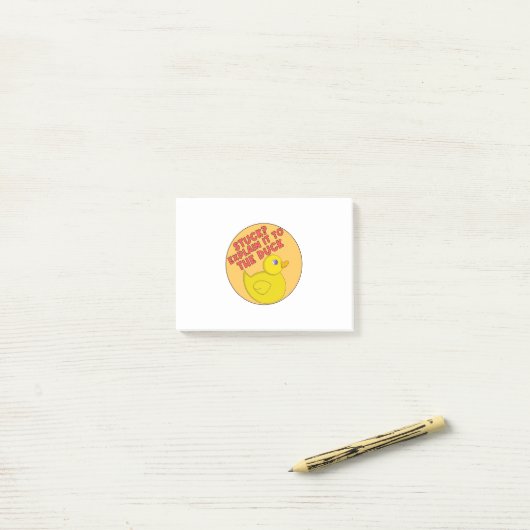 ゴムのカモに説明してみた? ポストイット (デスク上)