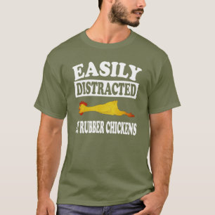 ゴムのニワトリのTシャツに気が散りやおもしろいすい Tシャツ