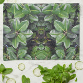 ゴムの木の葉パターン キッチンタオル (折り畳み)