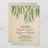 ゴムの木はエレガントなヴィンテージの婚約パーティを去ります 招待状 (正面/裏面)