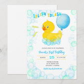 ゴムの水鳥の男の子の1歳の誕生日招待状 招待状 (正面/裏面)