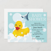ゴムの黄色いあひるの赤ちゃん歓迎会招待状 招待状 (正面/裏面)