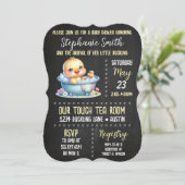 ゴムの黄色いあひるの 赤ちゃん歓迎会 男女どちらにも使える 招待状 (スタンド正面)