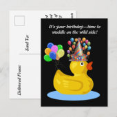 ゴムの黄色いアヒル お誕生日おめでとう 楽しくてユニークな誕生日 ポストカード (正面/裏面)