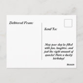 ゴムの黄色いアヒル お誕生日おめでとう 楽しくてユニークな誕生日 ポストカード (裏面)