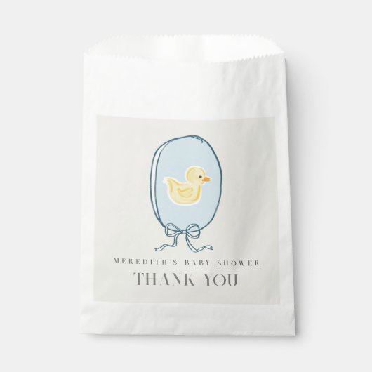 ゴムエレガントダッキー（アヒルちゃん）リボン赤ちゃんシャワー フェイバーバッグ (正面)