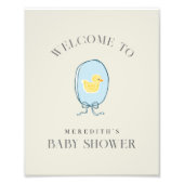 ゴムエレガントダッキー(アヒルちゃん)リボン赤ちゃんシャワー フォトプリント            (正面)